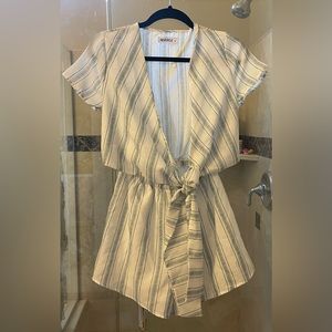 Striped blue and white romper size small